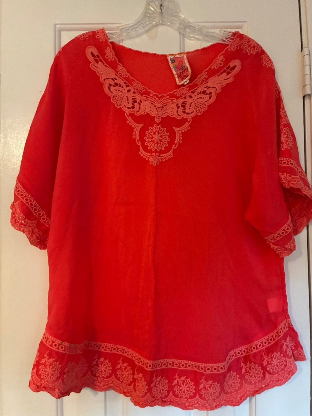 Johnny Was Papaya Embroidered Daisy Shirt Women Size S